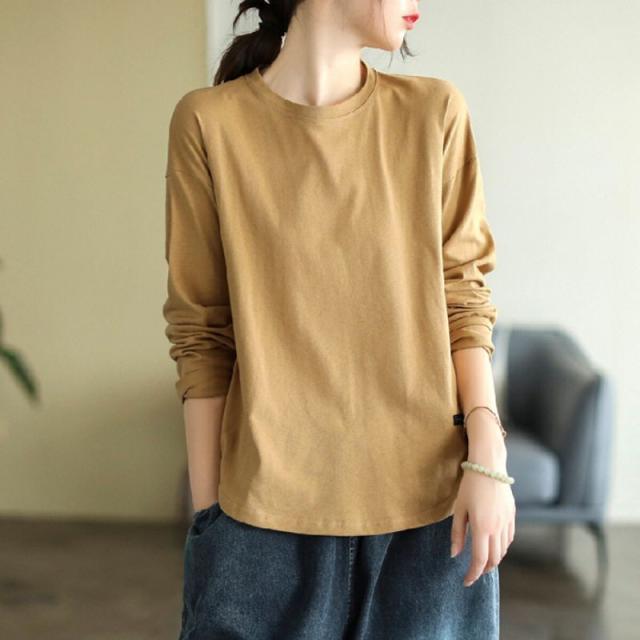 レディース ス Tシャツ 長袖 春 秋 オールシーズン インナー 重ね着 ゆるTシャツ ゆるス Uネック 体型カバー 伸縮性 レディース ス Tシャツ 長袖 春 秋 オールシーズン インナー