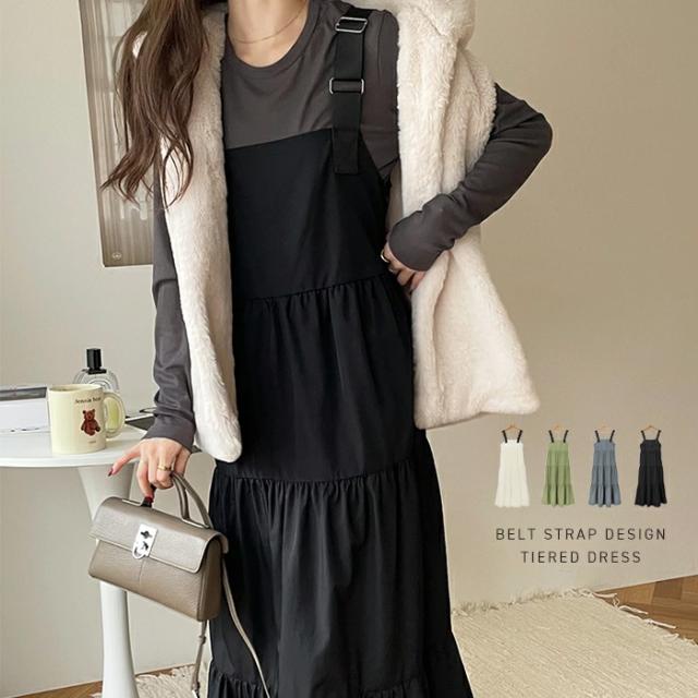 t03 ナイロン ティアード ジャンパースカート ワンピース スカート ティアードスカート キャミワンピ 調節可能 レディース ゆったり ミリタリー カジュアル かわいい 楽ちん 春 秋 通勤 通学 学生 韓国 韓国ファッション オフィス オフィスカジュアル 無地 シンプル 定番の通販は 6,590円