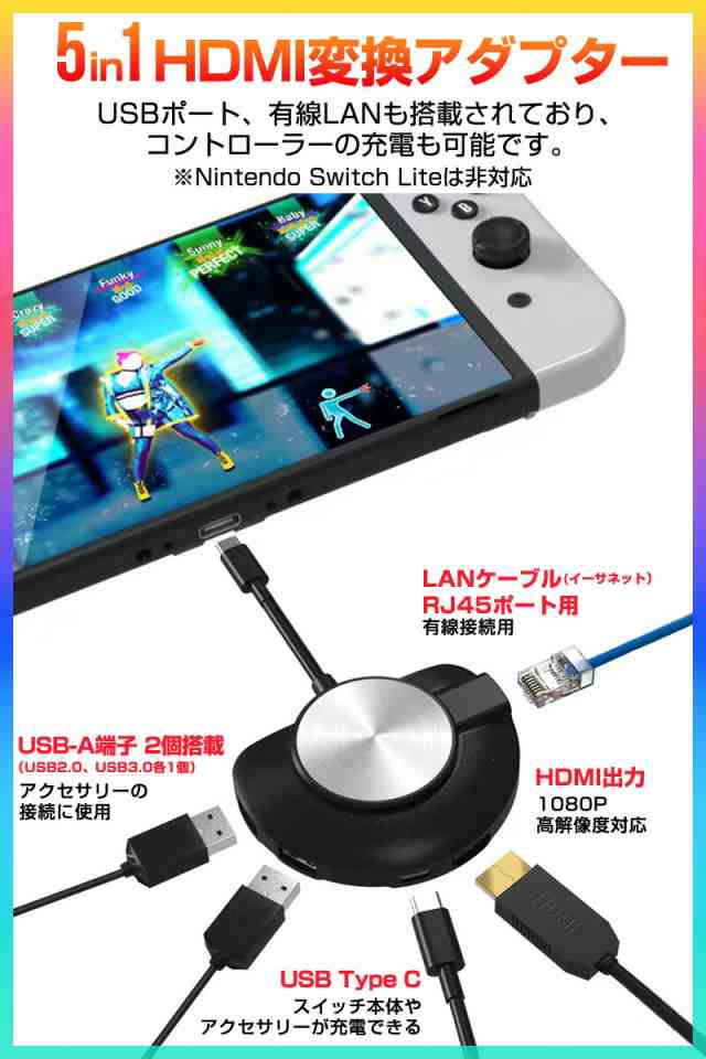 Switch　ドックセット　ACアダプター　HDMI　LANポート付き　有機