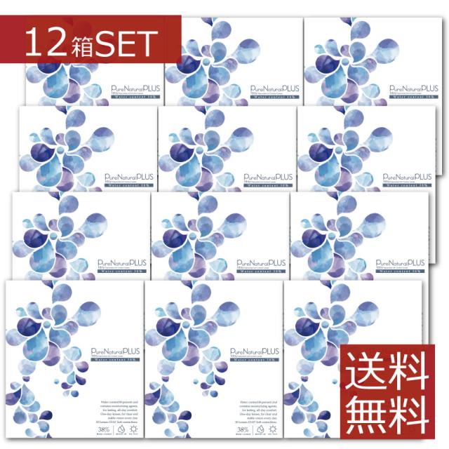 コンタクト ピュアナチュラルプラス UVモイスト (30枚入)×12箱　送料無料　低含水38％　UVカット　BC8.6mm　ソフトレンズ