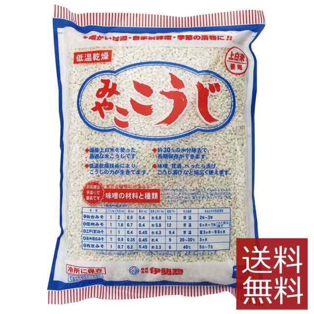 伊勢惣 みやここうじ(四角型）1kg (乾燥米麹) ×1袋 送料無料 業務用 塩