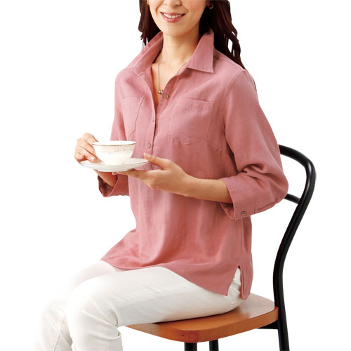 カジュアルシャツ レディース 春夏 やわらかダブルガーゼ 半開シャツ 3色組 トップス 婦人服 ミセス シニア ピンク ネイビー ホワイト 白 紺色 春物 開襟シャツ ファッション 40代 50代 60代 70代 80代 ギフト 母の日 お母さん おしゃれ　fri　p12106　p25856　p26946