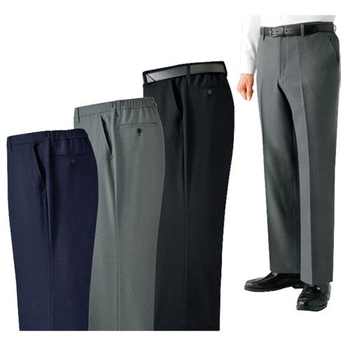 スラックス 裾上げ済みウエスト楽らくスラックス(3色組) 選べる股下丈 長ズボン メンズ 紳士服 シニア 男性 ネイビー シニアファッション 50代 60代 70代 80代 父の日 お父さん fri p12315の通販は
