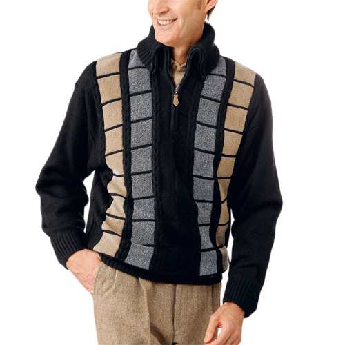 秋冬 マフラー要らずの暖かセーター(2色組) メンズ トップス 紳士服 シニア ニット ブラック シニアファッション 50代 60代 70代 80代 父の日 お父さん 誕生日 プレゼント fri p16538の通販は