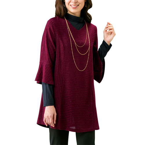 アンサンブル 秋冬 ミセスのコーデ済みアンサンブル（2着組） チュニックセット トップス レディース 婦人服 ミセス シニア ハイネック ネイビー 50代 60代 70代 80代　fri　p18771の通販は 6,589円