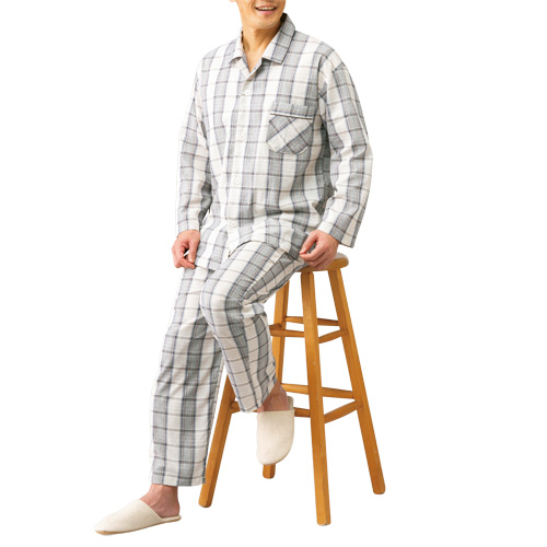 パジャマ メンズ シニア 春夏 日本製 播州織涼感しじら織パジャマ（2色組） 綿100％ 寝間着 紳士 シニア 寝巻き 就寝着 シニアファッション 50代 60代 70代 80代 父の日 お父さん 介護 入院　fri　p19551　p24304　p25666