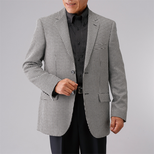 テーラードジャケット 千鳥格子柄 メンズ シニア 秋冬 ピエルッチ ジャケット 紳士服 上着 シンプル 千鳥柄 白黒 モノトーン 上品 おでかけ着 背広 シニアファッション 40代 50代 60代 70代 80代 父の日 お父さん ギフト プレゼント　sai　p20366　p23244　p24981　p26189_2