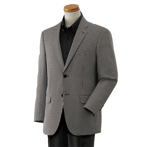 テーラードジャケット 千鳥格子柄 メンズ シニア 秋冬 ピエルッチ ジャケット 紳士服 上着 シンプル 千鳥柄 白黒 モノトーン 上品 おでかけ着 背広 シニアファッション 40代 50代 60代 70代 80代 父の日 お父さん ギフト プレゼント　sai　p20366　p23244　p24981　p26189_1