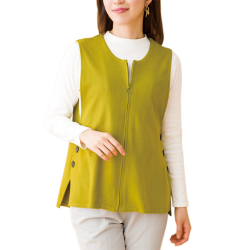 ベスト 秋冬 日本製 デザインベスト（全3色） レディースベスト 前開き レディース 婦人服 ミセス シニア 女性 イエロー系 グレー系 シニアファッション 50代 60代 70代 80代 母の日 お母さん　fuji　p20634 ベスト 秋冬 日本製 デザインベスト（全3色） レディースベスト 前開き