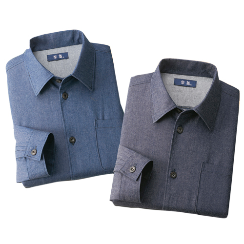 デニムシャツ メンズ シニア 日本製 紳士広島産デニム長袖シャツ 全2色 カジュアルシャツ 紳士服 男性 ネイビー ブルー カジュアル オシャレ シニアファッション 40代 50代 60代 70代 80代 90代 コットン 綿100％ 父の日 お父さん シンプル　natu　p21255　sai　p25788