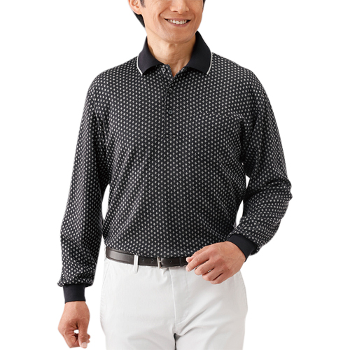 ポロシャツ 長袖 メンズ シニア 秋冬 日本製 ウール混 ダイヤ柄ポロシャツ 2色組 トップス 長袖シャツ ネイビー ワインレッド 紳士服 男性 シニアファッション 50代 60代 70代 80代 父の日 お父さん シンプル ウール混 毛混 リブ袖 紺色 赤 ニット　sai　p21790　p23307