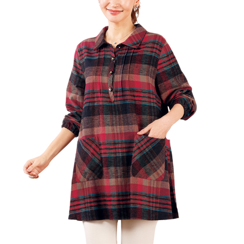 割烹着 おしゃれ エプロン スモック ブラック レッド レディース 裏フリースあったか シャツかっぽう着 2色組 婦人服 ミセス シニア 女性 暖かい あったかい 裏フリース 部屋着 ルームウェア ホームウェア 50代 60代 70代 80代 母の日 お母さん 秋冬　sowa　p21796の通販は 5,535円