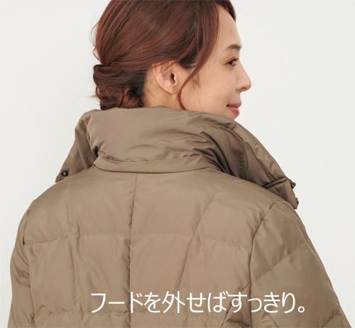 チョコレート色☆ラビットファー付きダウンコート