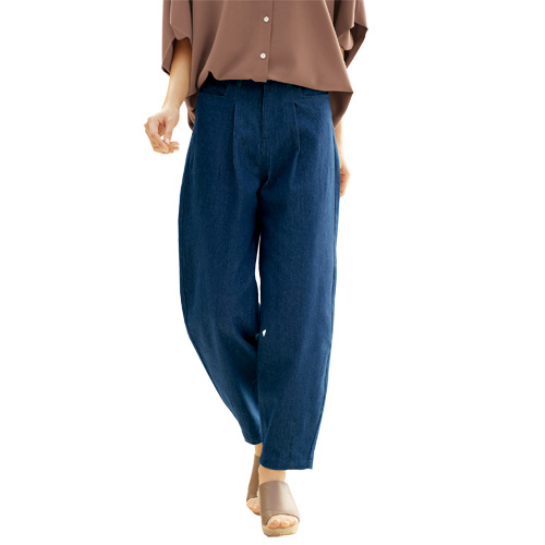 ストレッチデニムコクーンパンツ（全2色） デニムパンツ レディース 婦人服 ミセス シニア 女性 ホワイト ブルー ストレッチ素材 ジーパン ジーンズ シニアファッション 40代 50代 60代 70代 80代 母の日 お母さん おばあちゃん カジュアル かわいい　nss　p22496