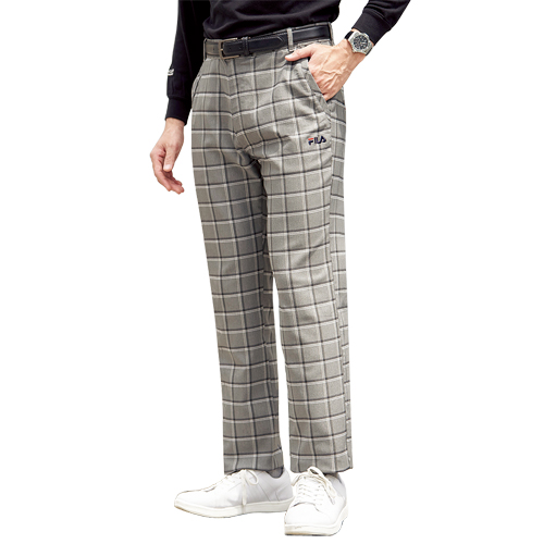 パンツ メンズ シニア 秋冬 FILA チェックと無地で使いやすいコンビネーションパンツ 2色組 選べる股下丈 ボトムス チェック ズボン グレー ネイビー 紳士服 男性 シニアファッション 40代 50代 60代 70代 80代 父の日 お父さん オシャレ カジュアル 裾上げ済み　fri　p23215