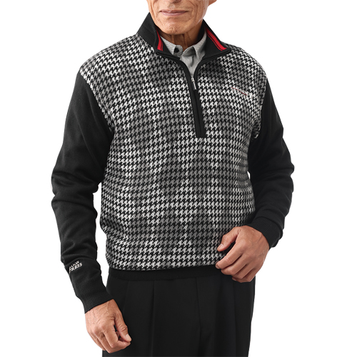 ニット セーター メンズ シニア 秋冬 ダイヤ柄ハーフジップセーター 2色組 トップス プルオーバー グレー ブラック 紳士服 男性 ファッション 50代 60代 70代 80代 父の日 お父さん サルーンエクスプレス 黒 灰 前ファスナー 千鳥格子　sai　p23304　p26667　p26855の通販は 6,208円