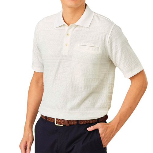 ポロシャツ 春夏 安心ポケット付き編地柄ポロシャツ 3色組 半袖 ポロシャツ メンズ 紳士服 シニア 男性 ホワイト グレー ネイビー 白 灰色 紺色 シンプル 上品 ファッション 40代 50代 60代 70代 80代 父の日 お父さん 春物 夏物　fri　p24473　p27438