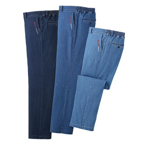 ジーンズ ジーパン デニム メンズ シニア サルーンエクスプレス 刺繍入りストレッチデニムパンツ 3色組 選べる股下丈 紳士服 男性 ブルー ネイビー ワンウォッシュ 紺色 青 シンプル 無地 ズボン ファッション 50代 60代 70代 80代 父の日 お父さん　sai　p24602　p27414 ジーンズ ジーパン デニム メンズ シニア サルーンエクスプレス 刺繍