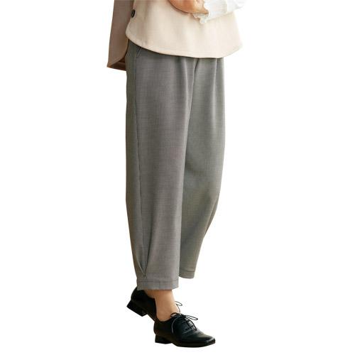 日本製 尾州織 千鳥格子柄パンツ パンツ 長ズボン ゆったり レディース 婦人服 ミセス シニア 女性 グレー 尾州織り 千鳥柄 シンプル 上品 シニアファッション 40代 50代 60代 70代 80代 母の日 お母さん 秋物 冬物 秋冬　nss　p24706