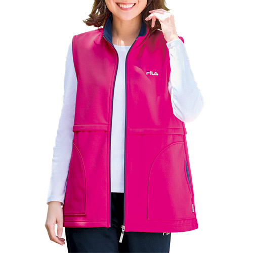 ベスト レディース フィラ 防風ジャージベスト 全3色 ベスト 前開き ファスナー 婦人服 ミセス シニア 女性 スポーティー シンプル ネイビー ベージュ ピンク シンプル fila 防風 シニアファッション 40代 50代 60代 70代 80代 母の日 お母さん 冬物 秋冬　fri　p24746の通販は 5,489円