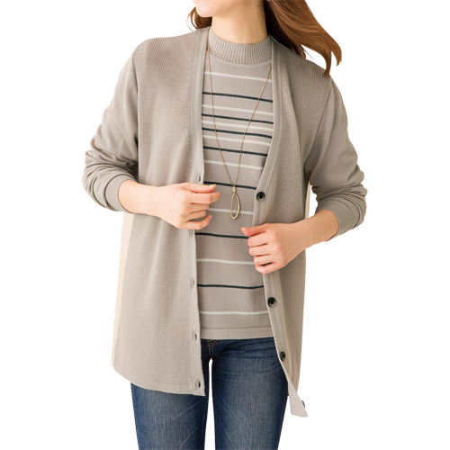 ウール カーディガン レディース 秋冬 日本製 ファインメリノウールVネックカーディガン トップス チャコールグレー ニット 婦人服 ミセス シニア 女性 ファッション 50代 60代 70代 80代 母の日 お母さん シンプル グレー V首 ブイネック 無地 上品　fuji　p23901　p25354