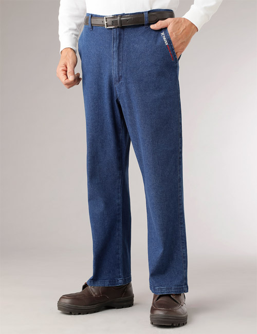 タルテックス ストレッチデニムパンツ 2色組 選べる股下丈 ジーンズ ジーパン デニム ズボン メンズ 紳士服 シニア 男性 ブルー ネイビー 青 紺色 無地 ロゴ シンプル カジュアル 裾上げ済み シニアファッション 40代 50代 60代 70代 80代 父の日 お父さん　sai　p25776