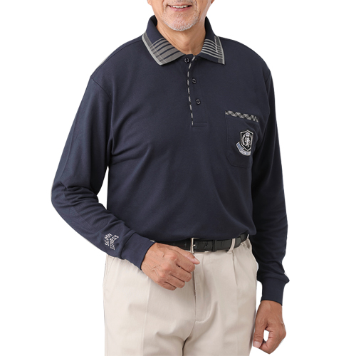 裏起毛 刺繍入りポロシャツ 3色組 ポロシャツ 裏起毛 長袖 メンズ 紳士服 シニア 男性 グレー ネイビー ワインレッド 紺色 赤 胸ポケット カジュアル シンプル シニアファッション 40代 50代 60代 70代 80代 父の日 お父さん おじいちゃん 秋冬　sai　p26527