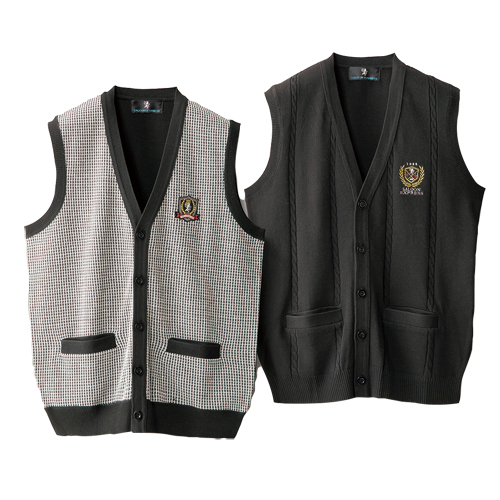 サルーンエクスプレス 前開きダンディーベスト 2色組 ベスト 前開き 千鳥格子柄 黒 メンズ 紳士服 シニア 男性 チョッキ ジレ 千鳥柄 ワンポイント グレー ブラック シンプル きれいめ シニアファッション 40代 50代 60代 70代 80代 父の日 お父さん 秋冬　sai　p26530 サルーンエクスプレス 前開きダンディーベスト 2色組 ベスト 前開き