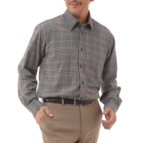 ネルシャツ カジュアルシャツ 長袖 チェック柄 メンズ 綿混ストレッチチェック フランネル長袖シャツ 2色組 紳士服 シニア 男性 ネルシャツ ベージュ ネイビー シンプル トラッド ファッション 40代 50代 60代 70代 80代 父の日 お父さん おじいちゃん 秋冬　how　p26534