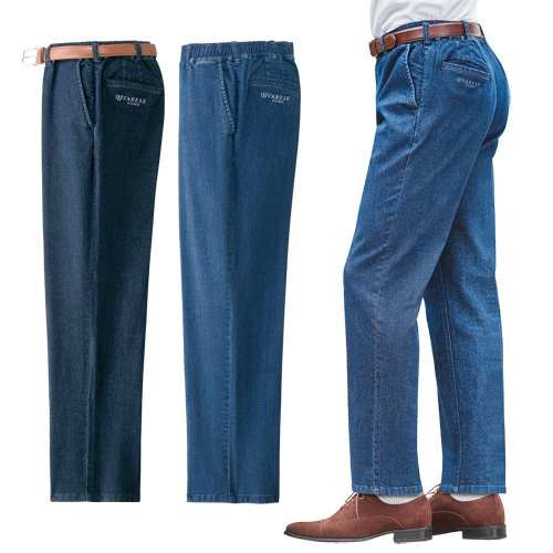 デニムイージーパンツ 2色組 選べる股下丈 ジーパン デニムパンツ ズボン メンズ 紳士服 シニア 男性 ブルー ネイビー 青 紺色 裾上げ済み ジーンズ デニム ウエストゴム シンプル シニアファッション 40代 50代 60代 70代 80代 父の日 お父さん おじいちゃん　fri　p26733