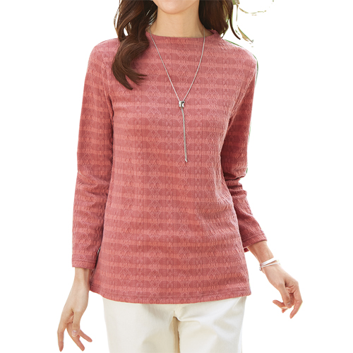 ボートネック カットソー トップス レディース 日本製 ジャカード