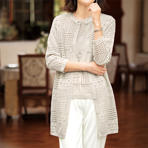 ［美品］MISSONI カーディガン グレー レッド 52 MISSONI（ミッソーニ） 美品 MISSONI SPORT ミッソーニスポーツ ニット