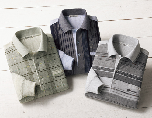 杢ジャカード デザイン 長袖ポロシャツ 3色組 ポロシャツ 長袖