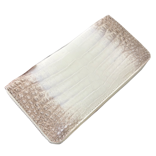 ヒマラヤクロコダイル長財布 財布 長財布 ホワイト サイフ メンズ 紳士