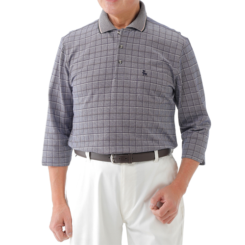 カルビア バーズアイボーダー柄 七分袖ポロシャツ 3色組 ポロシャツ 7分袖 カジュアルシャツ メンズ 紳士服 シニア 男性 大人 グレー ブルー ネイビー カノコ 青 紺色 水色 シンプル シニアファッション 40代 50代 60代 70代 80代 90代 春物 夏物 春夏　uka　p27965　7106