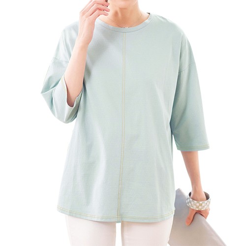 春夏 キシリトールでひんやり接触冷感プルオーバー 3色組 七分袖 カットソー レディース 婦人服 ミセス シニア 女性 グレー ブルー イエロー 灰色 青 黄色 クルーネック 丸首 冷感 涼感 無地 シニアファッション 40代 50代 60代 70代 80代 母の日 お母さん　fri　p24132の通販は