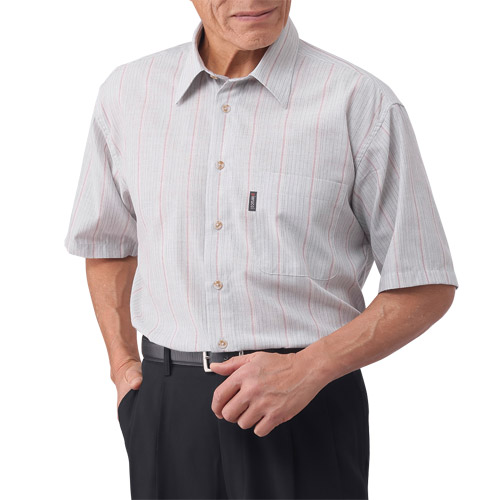 春夏 先染めストライプ柄 半袖シャツ 2色組 半袖 カジュアルシャツ メンズ 紳士服 シニア 男性 ブルー グレー 胸ポケット シンプル 縞 縦縞 縞模様 ファッション 40代 50代 60代 70代 80代 父の日 お父さん 春物 夏物　sai　p24600