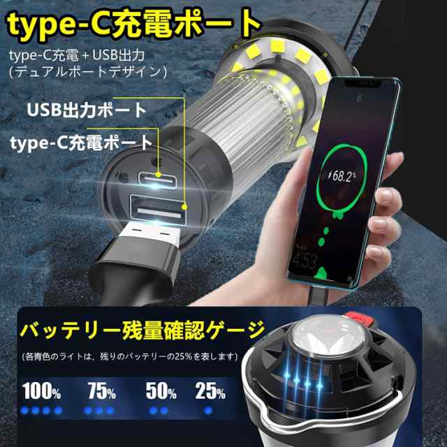 RIBU LEDランタン キャンプランタン 懐中電灯機能 2600mAH - ライト