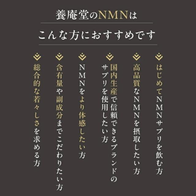 【正規品取扱店】養庵堂 NMN9000 9000mg 30日分 60粒入り エントリーモデル サプリメント サプリ 国産 純度99.9％ N-Pro 耐酸性カプセル ロングエフェクト処方 L-シスチン ビフィズス菌 善玉菌 腸内環境 健康 サポート ニコチンアミドモノヌクレオチド 高純度 日本製_10