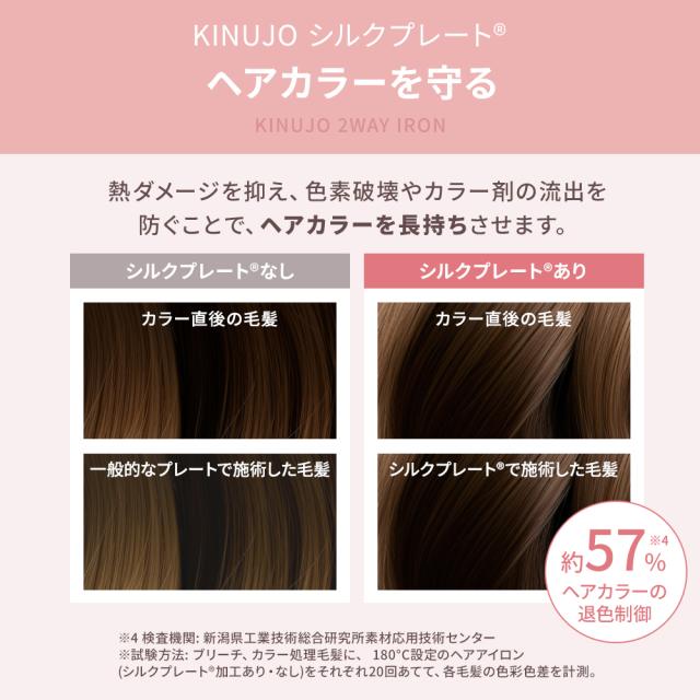 【正規品取扱店】KINUJO キヌージョ 2WAY IRON ツーウェイアイロン 2W01 ストレート カール 26mm ヘアアイロン コテ 海外対応 シルクプレート_4