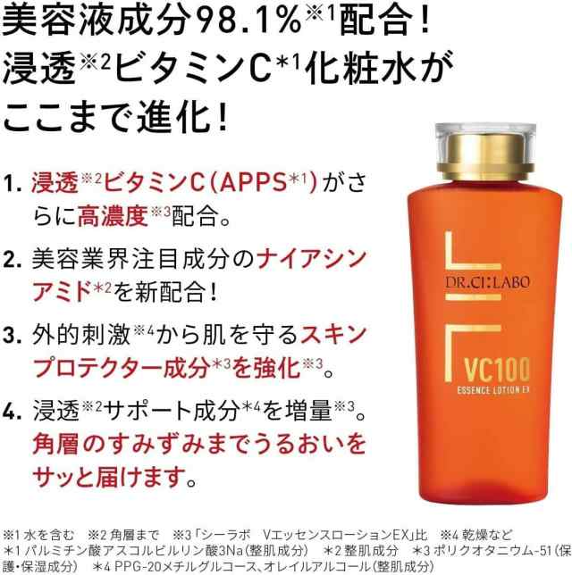 旧モデル）【公式】VC100 エッセンス ローション EX20 150mL ポンプタイプ [保湿 化粧水] ドクターシーラボ 高浸透 ビタミンC 濃厚  美の通販はau PAY マーケット - La-saモール