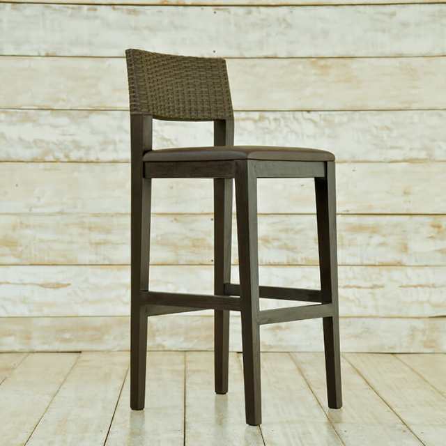 アジアン アラムサリ カウンターチェア 単体 ブラウン シンセティックラタン 木製 チーク 完成品 チェアー イス 椅子 1人掛け 家具 天のサムネイル