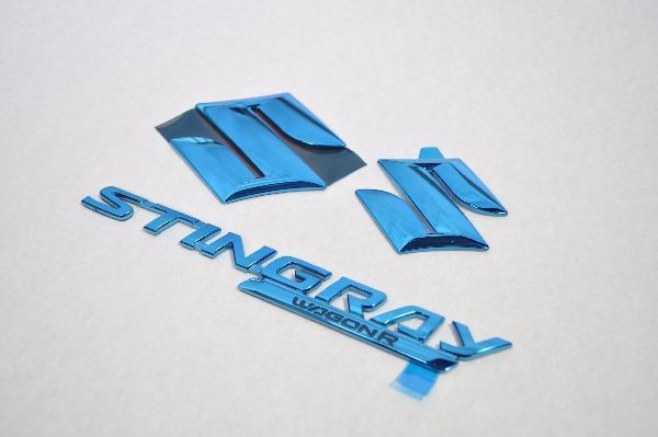 スズキ　カラー　エンブレム　送料無料　ＭＨ３４　スティングレー　ブルー　３点　カーパーツ　純正　メッキの通販は