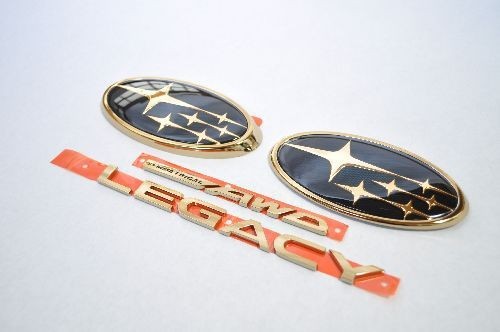 スバル　カラー　エンブレム　送料無料　ＢＲ９　レガシィツーリングワゴン　ゴールド　４点ＳＥＴ　カーパーツ　純正　メッキの通販は