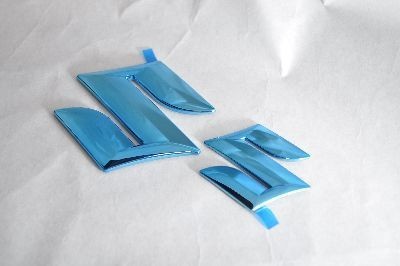 スズキ　カラー　エンブレム　送料無料　ＭＫ２１　パレット　フロント/リアＳマーク　ブルー　カーパーツ　純正　メッキの通販は