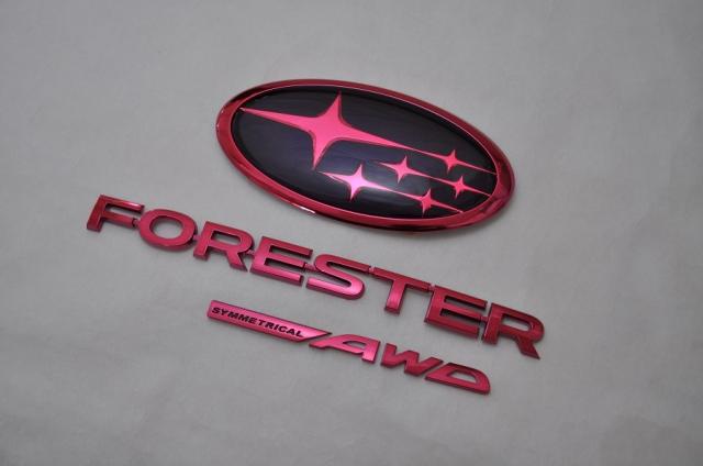 スバル カラー エンブレム 送料無料 SJ5/SJG フォレスター レッド リア3点SET カーパーツ 純正 メッキの通販は