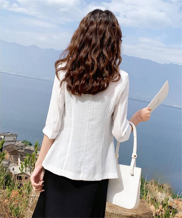 テーラードジャケット スーツジャケット レディース 夏 薄手 サマージャケット 単品 オフィス 通勤 7分袖 涼しい 洗える 綿麻の通販はau Pay マーケット ステラショップ