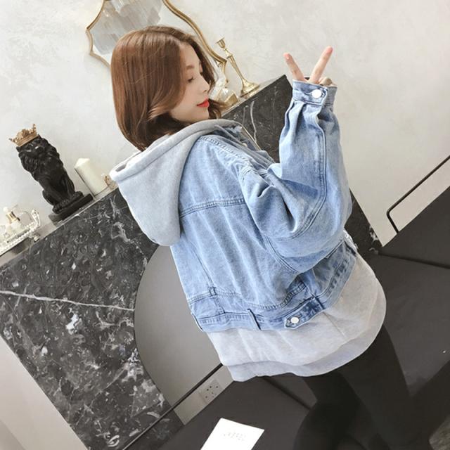 韓国 フード デニム ジャケット アウター カジュアル コート デニムジャケット 春コート レディース アウター 青 長袖 フード