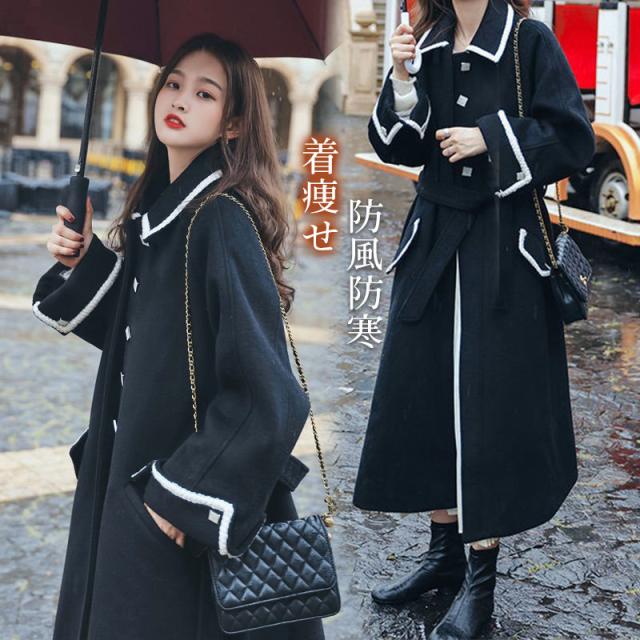 チェスターコート レディース 秋冬 厚手 黒 ロング丈 ラシャコートひざ下 厚手オーバー ゆったりアウター 通勤 着痩せ オシャレの通販は 5,804円