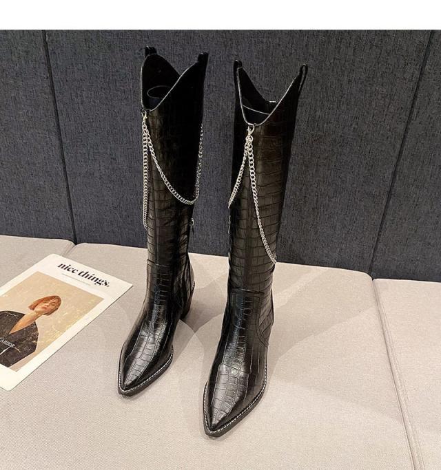 ロングブーツ レディース 美脚 秋 冬 保温 クロコダイル柄 おしゃれ